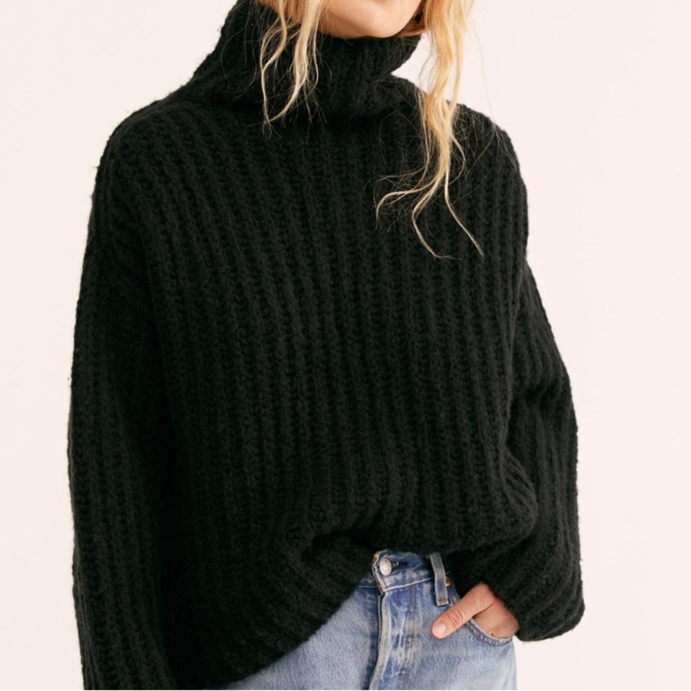 Free People Cozy Black Oversized Sweater
